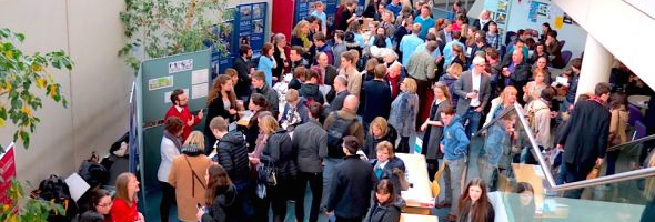 Crowd of attendees at Open Day, viewed from above