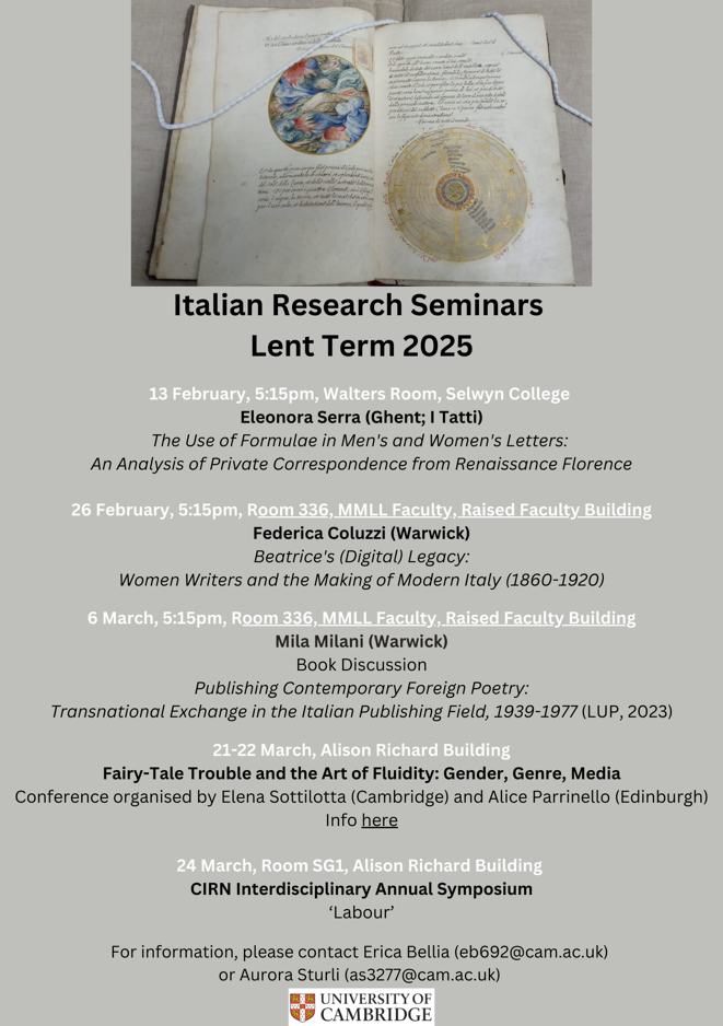 Italian Research Seminars Lent Term