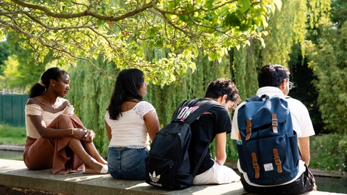 Students at Trinity Hall gardens