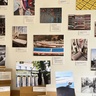 A wall of photographs and captions in the MMLL Library foyer.