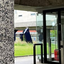 An image of the entrance to the Raised Faculty Building