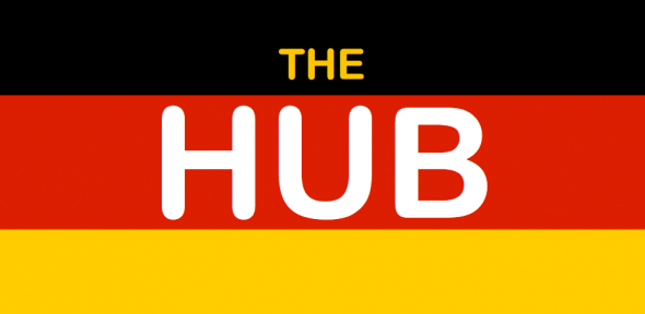 (c) Faculty of Modern and Medieval Languages German flag with the words The Hub