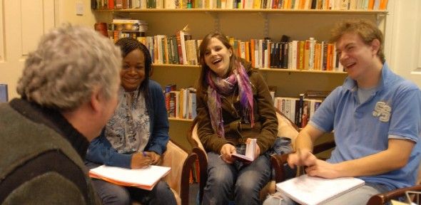 Students enjoying a discussion Students enjoying a discussion