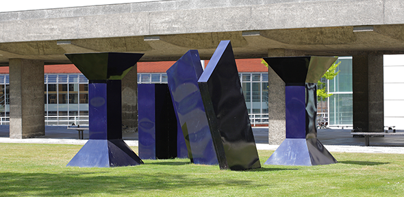 Sculptures outside the Raised Faculty Building